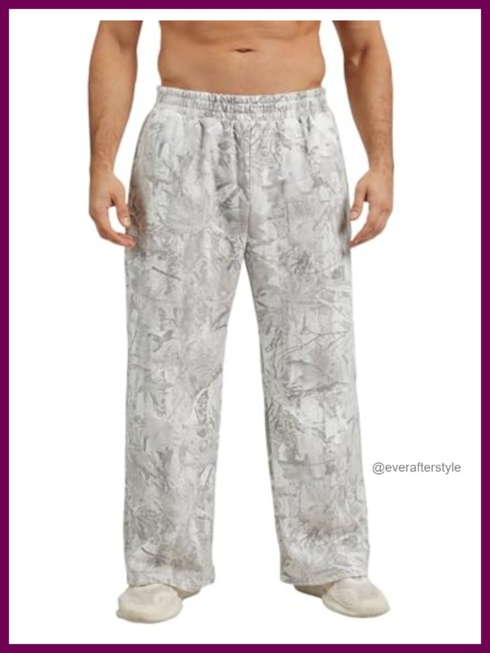 Mens Camo Graphic Print Sweatpants Wide Leg Fleece Lined Joggers